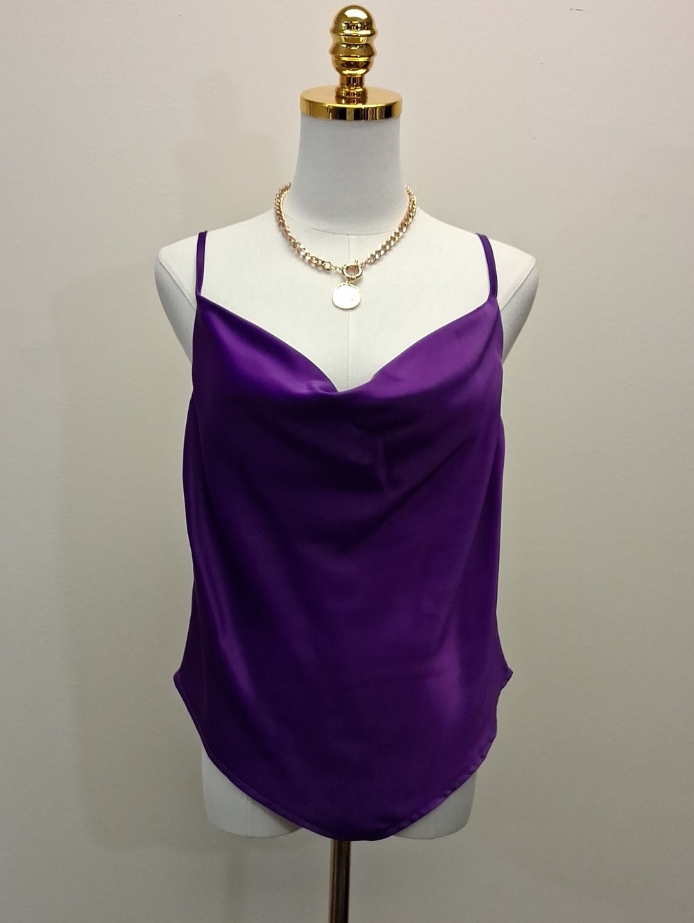 Glam Purple Cowl Neck Camisole Top Size Medium